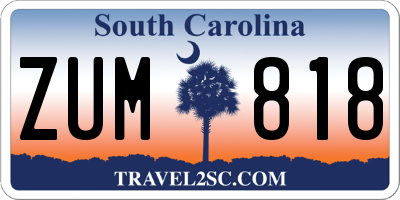 SC license plate ZUM818