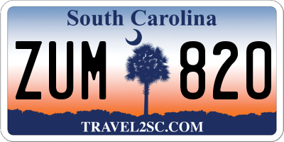 SC license plate ZUM820