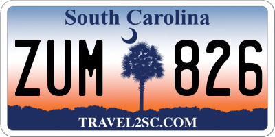 SC license plate ZUM826
