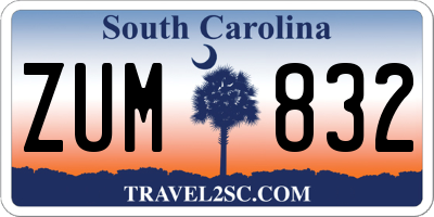 SC license plate ZUM832
