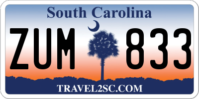SC license plate ZUM833