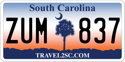 SC license plate ZUM837