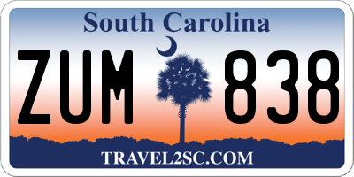 SC license plate ZUM838