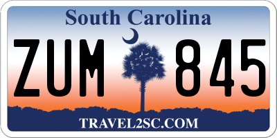SC license plate ZUM845
