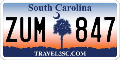 SC license plate ZUM847