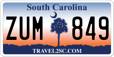SC license plate ZUM849
