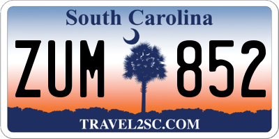 SC license plate ZUM852