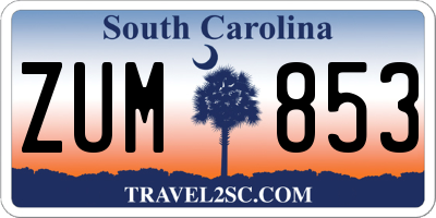 SC license plate ZUM853