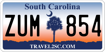 SC license plate ZUM854