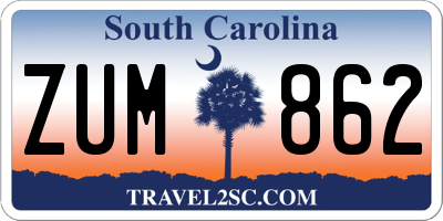 SC license plate ZUM862