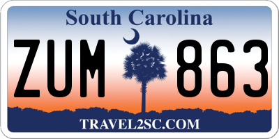 SC license plate ZUM863