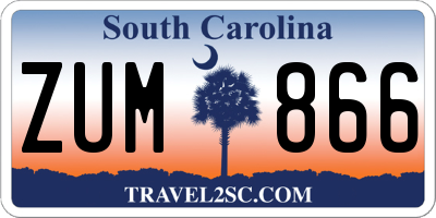 SC license plate ZUM866