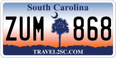 SC license plate ZUM868