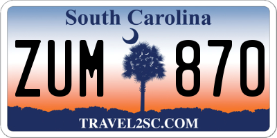SC license plate ZUM870