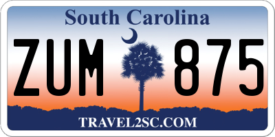 SC license plate ZUM875