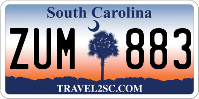 SC license plate ZUM883
