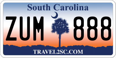 SC license plate ZUM888