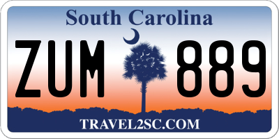 SC license plate ZUM889