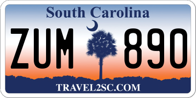 SC license plate ZUM890