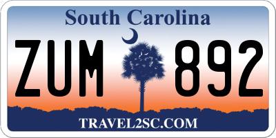 SC license plate ZUM892