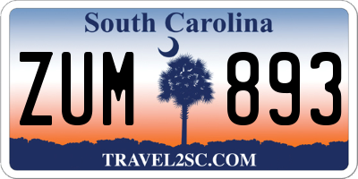 SC license plate ZUM893