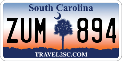 SC license plate ZUM894