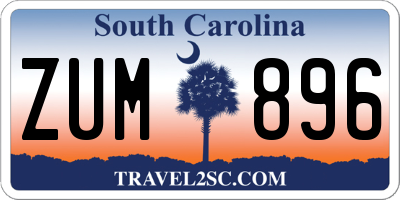 SC license plate ZUM896