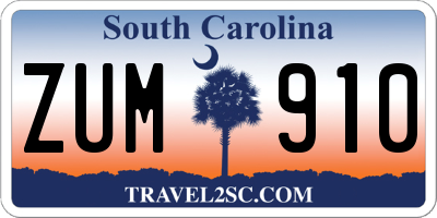 SC license plate ZUM910