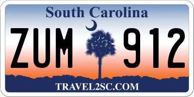 SC license plate ZUM912