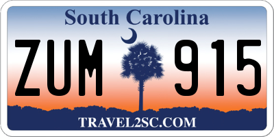 SC license plate ZUM915