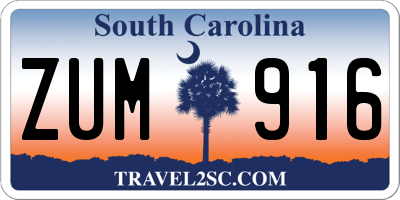 SC license plate ZUM916