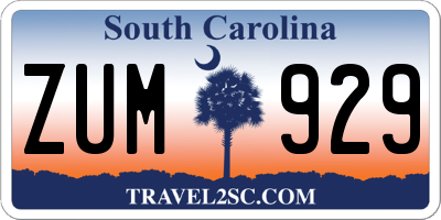 SC license plate ZUM929