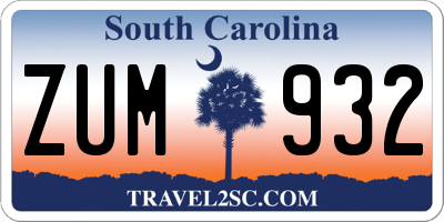 SC license plate ZUM932