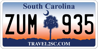 SC license plate ZUM935