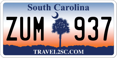 SC license plate ZUM937