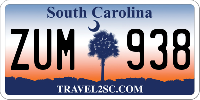 SC license plate ZUM938
