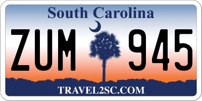 SC license plate ZUM945