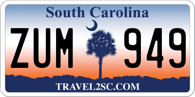 SC license plate ZUM949
