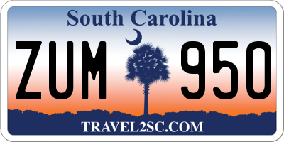 SC license plate ZUM950