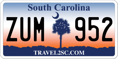 SC license plate ZUM952