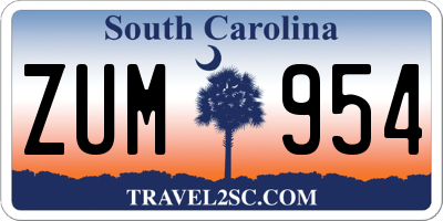 SC license plate ZUM954