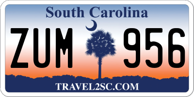 SC license plate ZUM956