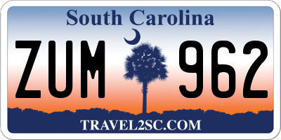 SC license plate ZUM962