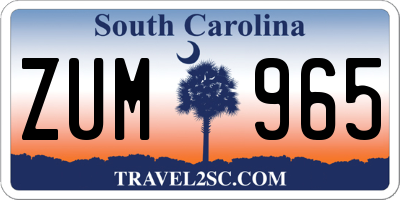 SC license plate ZUM965
