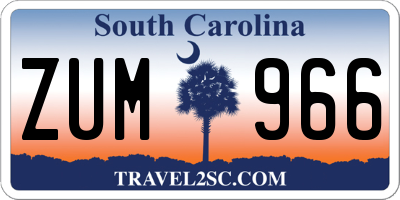 SC license plate ZUM966