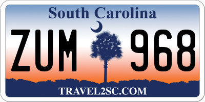 SC license plate ZUM968