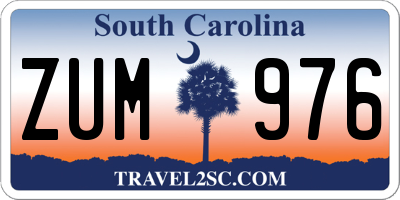 SC license plate ZUM976