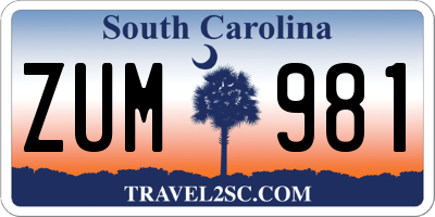 SC license plate ZUM981