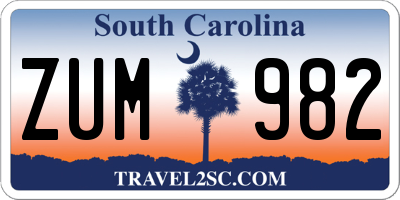 SC license plate ZUM982