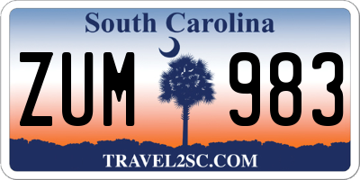 SC license plate ZUM983